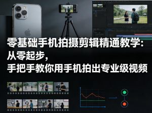 零基础手机拍摄剪辑精通教学：从零起步，手把手教你用手机拍出专业级视频-天韵资源网