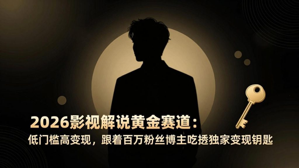 2026影视解说黄金赛道:低门槛高变现,跟着百万粉丝博主吃透独家变现钥匙-天韵资源网