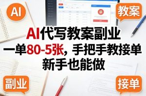 AI代写教案副业，一单80-5张，手把手教接单，新手也能做-天韵资源网