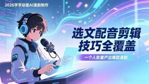 2026字字动画AI漫剧制作-1期,选文配音剪辑技巧全覆盖,一个人就能批量产出爆款漫剧-天韵资源网