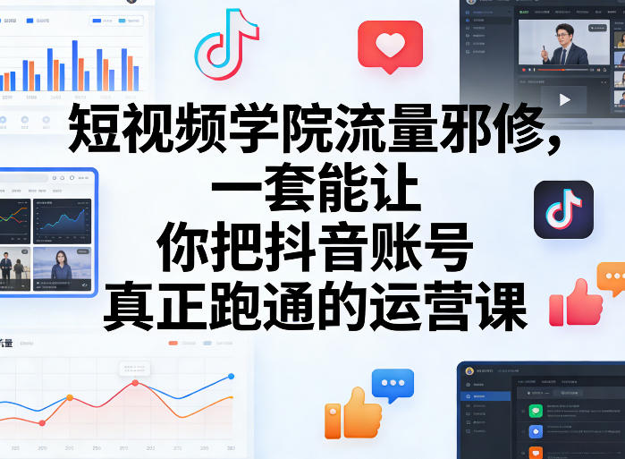 短视频学院流量邪修，一套能让你把抖音账号真正跑通的运营课-天韵资源网