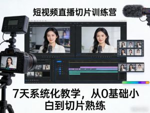 短视频直播切片训练营,7天系统化教学,从0基础小白到切片熟练-天韵资源网