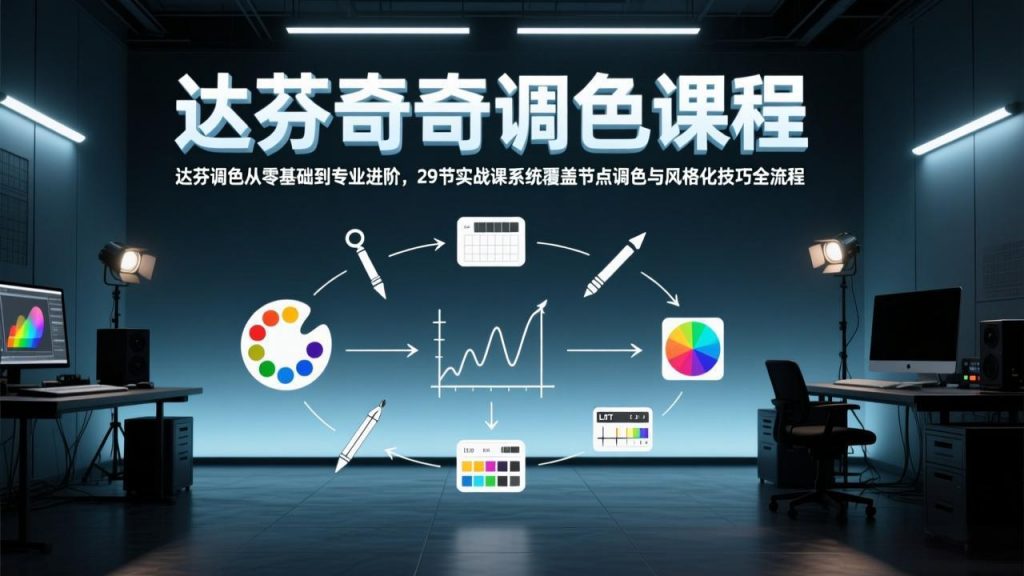 达芬奇调色从零基础到专业进阶，29节实战课系统覆盖节点调色与风格化技巧全流程-天韵资源网