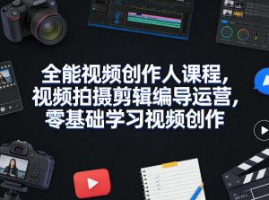 全能视频创作人课程，视频拍摄剪辑编导运营，零基础学习视频创作(更新2026年3月)-天韵资源网