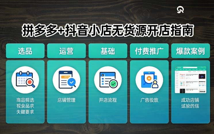 拼多多+抖音小店无货源开店，包括：选品、运营、基础、付费推广、爆款案例等(更新26年3月)-天韵资源网