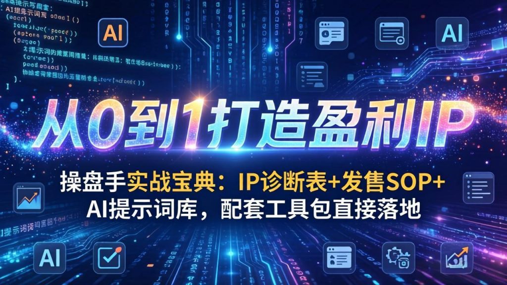 操盘手实战宝典：IP诊断表+发售SOP+AI提示词库，配套工具包直接落地，从0到1打造盈利IP-天韵资源网