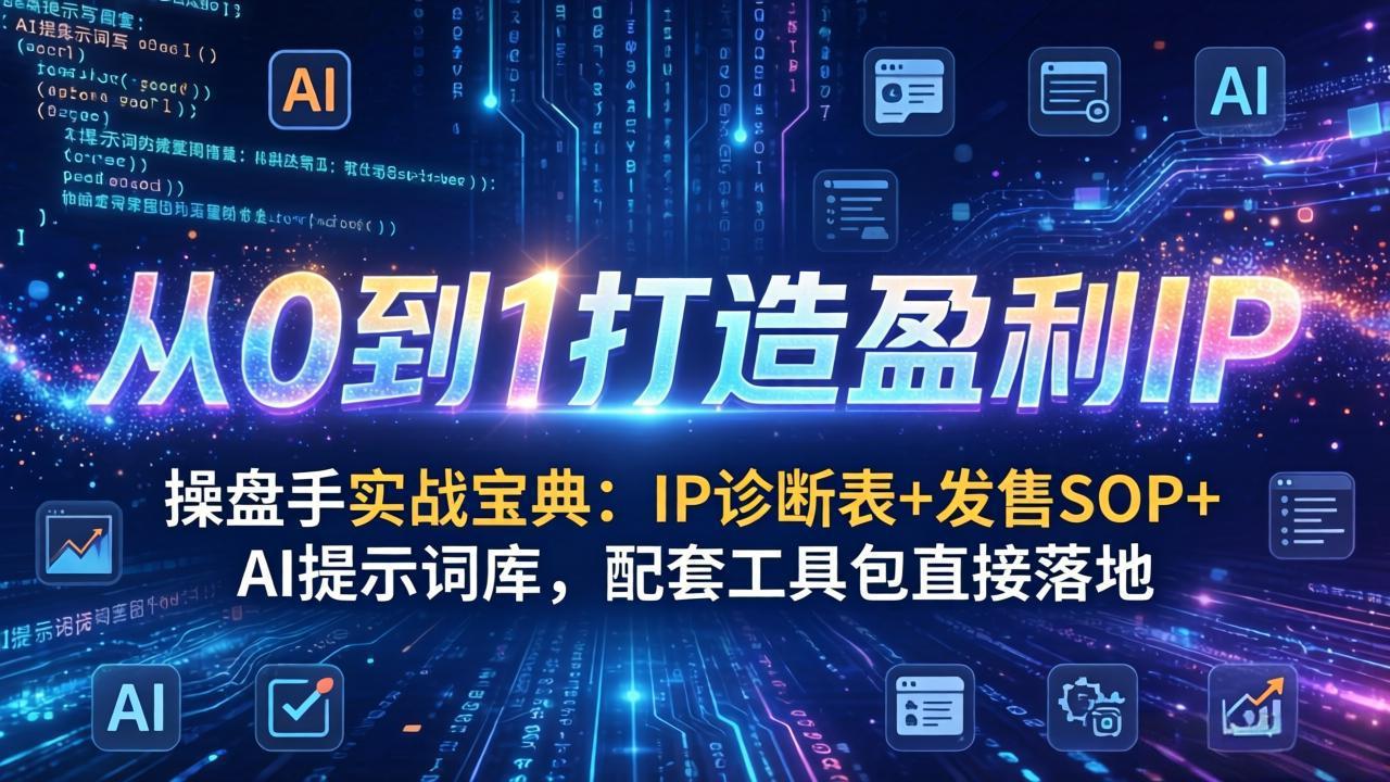操盘手实战宝典：IP诊断表+发售SOP+AI提示词库，配套工具包直接落地，从0到1打造盈利IP-天韵资源网