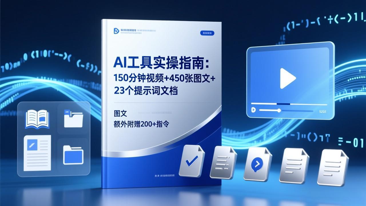 AI工具实操指南：150分钟视频+450张图文+23个提示词文档，额外附赠200+指令-天韵资源网