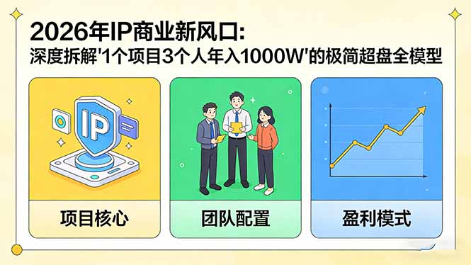 2026年IP商业新风口：深度拆解“1个项目3个人年入1000W”的极简超盘全模型-天韵资源网