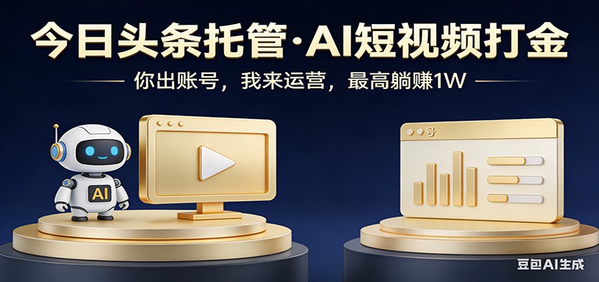 头条号AI托管，我提供作品，你提供账号，每天5分钟发布，小白躺赚3000+-天韵资源网