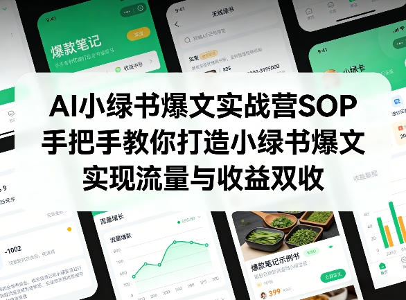 AI小绿书爆文实战营SOP，手把手教你打造小绿书爆文，实现流量与收益双收-天韵资源网