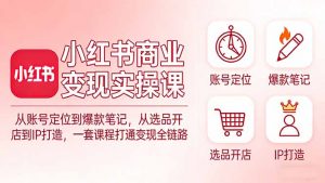 小红书商业变现实操课：从账号定位到爆款笔记，从选品开店到IP打造，一套课程打通变现全链路-天韵资源网