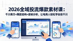 2026全域投流爆款素材课：千川乘方+爆款结构+逐帧分析，让电商人轻松学会投千川-天韵资源网
