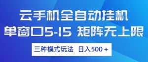 云手机全自动挂G，单窗口5-15，矩阵无上限，三种模式玩法，日入5张+【揭秘】-天韵资源网