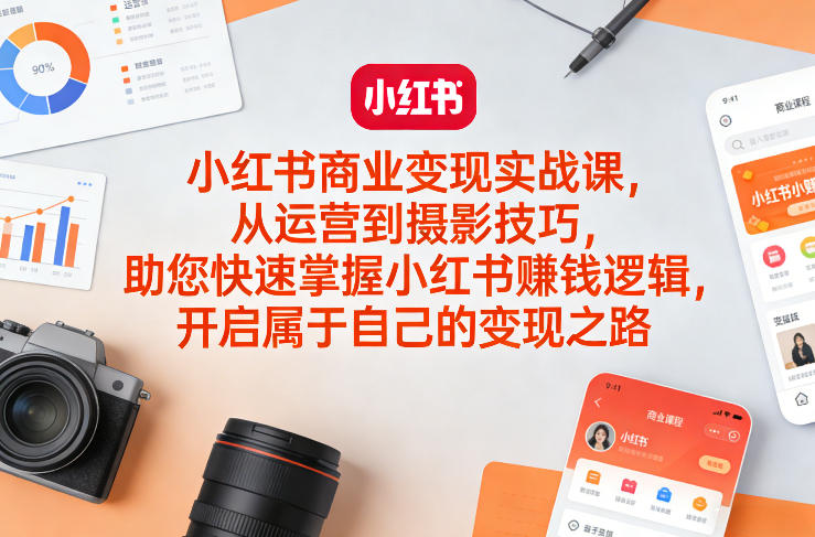 小红书商业变现实战课，从运营到摄影技巧，助您快速掌握小红书賺钱逻辑，开启属于自己的变现之路-天韵资源网