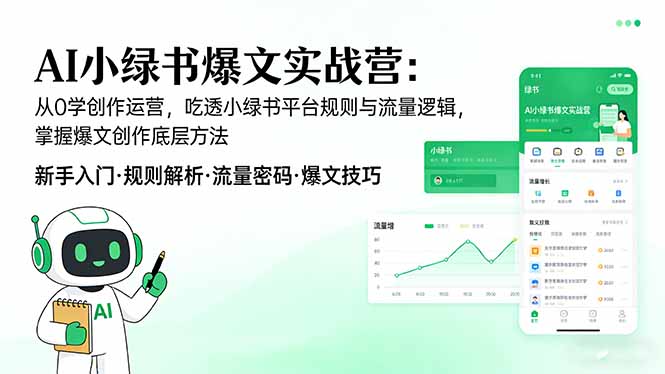 AI 小绿书爆文实战营：从0学创作运营，吃透小绿书平台规则与流量逻辑，掌握爆文创作底层方法-天韵资源网