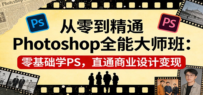 从零到精通Photoshop全能大师班：零基础学PS，直通商业设计变现-天韵资源网