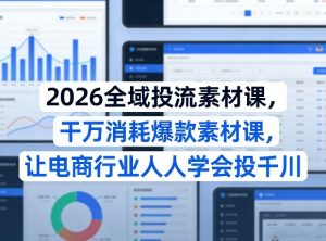 2026全域投流素材课，干万消耗爆款素材课，让电商行业人人学会投千川-天韵资源网