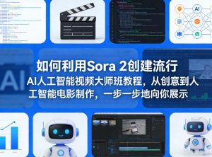 如何利用Sora 2创建流行AI人工智能视频大师班教程，从创意到人工智能电影制作，一步一步地向你展示-天韵资源网