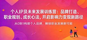个人IP及未来发展训练营：品牌打造、职业规划、成长心法，开启影响力变现新路径-天韵资源网