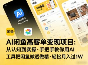AI闲鱼高客单变现项目，从认知到实操，手把手教你用AI工具把闲鱼做透做精，轻松月入过1W-天韵资源网