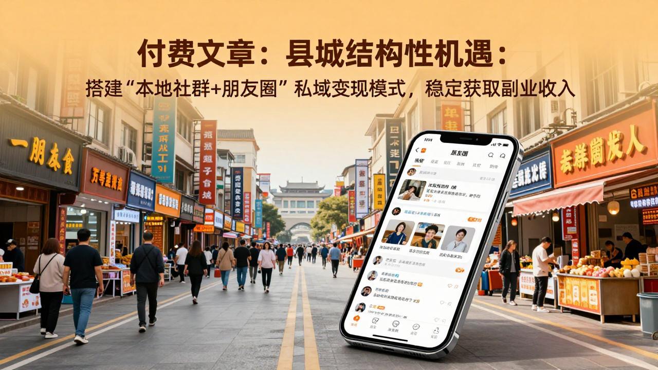 付费文章：县城结构性机遇：搭建“本地社群+朋友圈”私域变现模式，稳定获取副业收入-天韵资源网