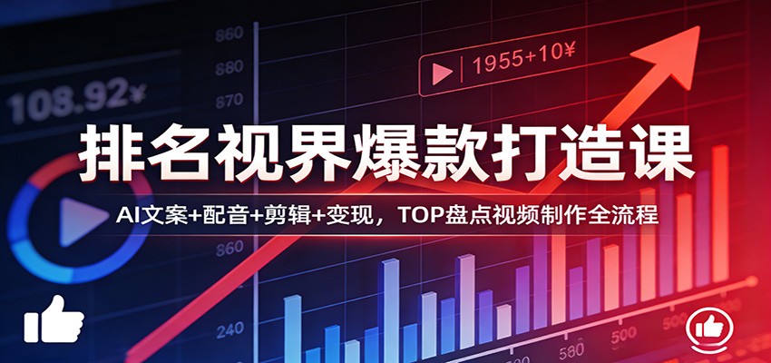 图片[1]-排名视界爆款打造课：AI文案+配音+剪辑+变现，TOP盘点视频制作全流程-天韵资源网