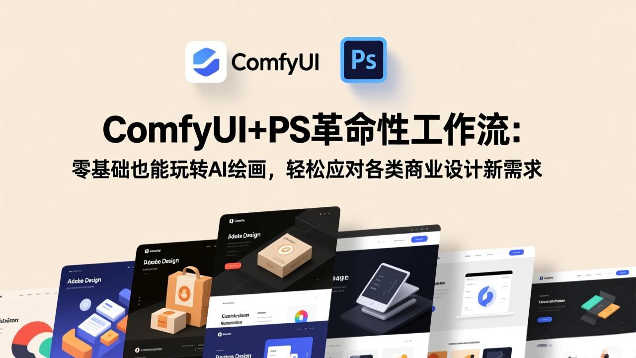 ComfyUI+PS革命性工作流：零基础也能玩转AI绘画，轻松应对各类商业设计新需求-天韵资源网