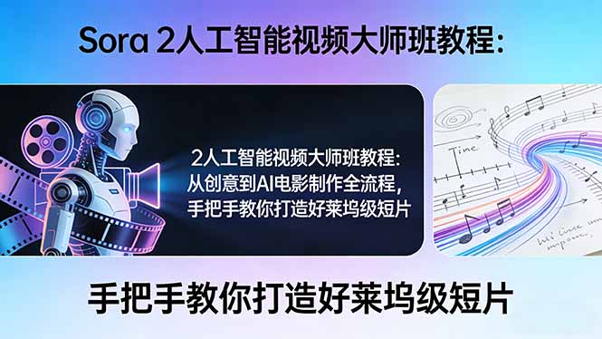 Sora 2人工智能视频大师班教程：从创意到AI电影制作全流程，手把手教你打造好莱坞级短片-天韵资源网
