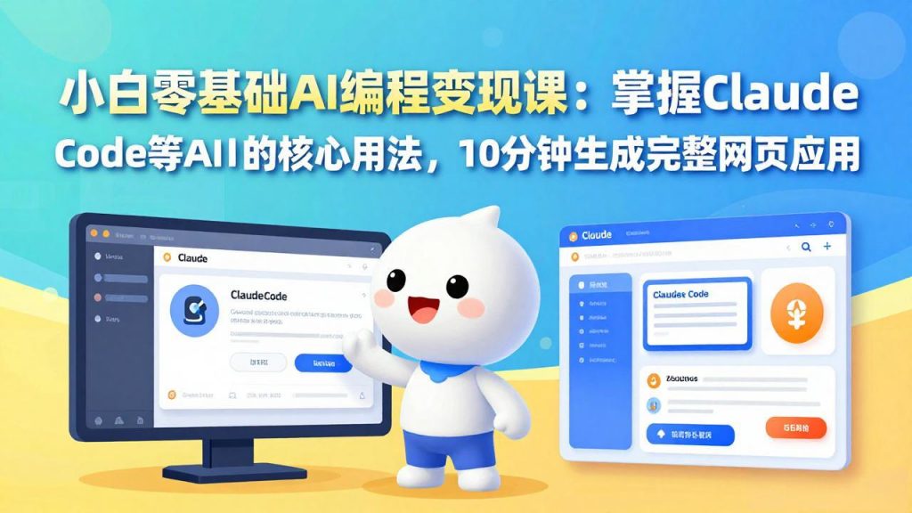 小白零基础AI编程变现课：掌握Claude Code等AI工具的核心用法，10分钟生成完整网页应用-天韵资源网