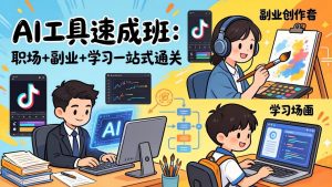 AI工具速成班：职场+副业+学习一站式通关，20+爆款类型+剪映技巧+抖音算法，0基础快速上手-天韵资源网