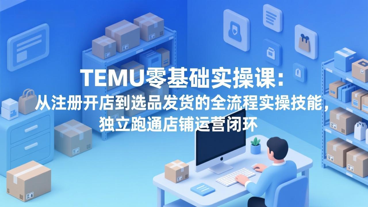 TEMU零基础实操课:从注册开店到选品发货的全流程实操技能,独立跑通店铺运营闭环-天韵资源网