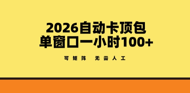 2026自动卡顶包玩法，单窗口一小时100+，可矩阵操作，无需人工【揭秘】-天韵资源网