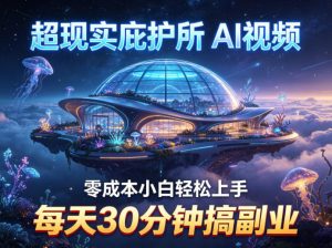 超现实庇护所AI视频项目拆解，零成本小白轻松上手，每天30分钟搞副业-天韵资源网