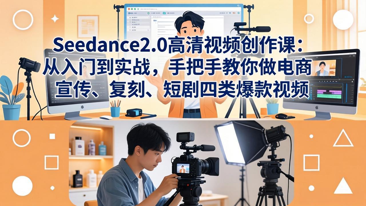 Seedance2.0高清视频创作课：从入门到实战，手把手教你做电商、宣传、复刻、短剧四类爆款视频-天韵资源网
