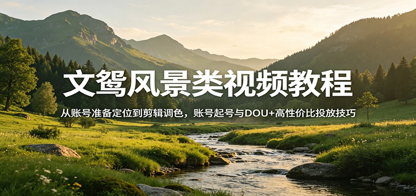 图片[1]-文鸳风景类视频教程：从账号准备定位到剪辑调色，账号起号与DOU+高性价比投放技巧-天韵资源网