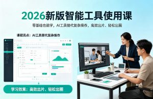 2026新版智能工具使用课,零基础也能学,用AI工具替代复杂操作,高效出片、轻松出圈-天韵资源网