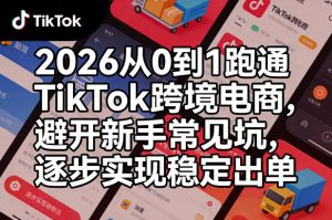 2026从0到1跑通TikTok跨境电商，避开新手常见坑，逐步实现稳定出单(更新0414)-天韵资源网