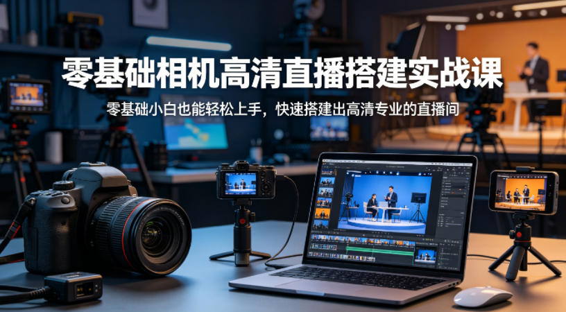 零基础相机高清直播间搭建实战课，小白也能轻松上手，快速搭建出高清专业的直播间-天韵资源网