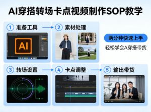 AI穿搭转场卡点视频制作SOP教学，两分钟快速上手，轻松学会AI穿搭带货-天韵资源网