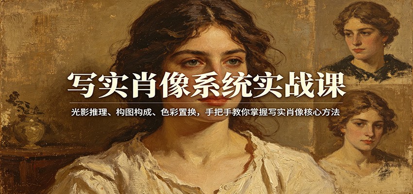 图片[1]-写实肖像系统实战课：光影推理、构图构成、色彩置换，手把手教你掌握写实肖像核心方法-天韵资源网