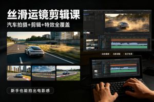 大叔丝滑运镜剪辑课，汽车拍摄+剪辑+特效全覆盖，新手也能拍出电影感-天韵资源网