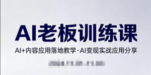 内容AI老板训练课，AI+内容应用落地教学，AI变现的实战应用分享-天韵资源网