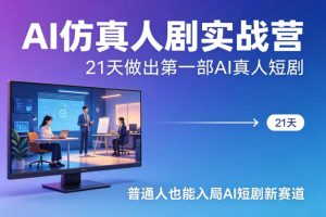 AI仿真人剧实战营，21天做出第一部AI真人短剧，普通人也能入局AI短剧新赛道-天韵资源网