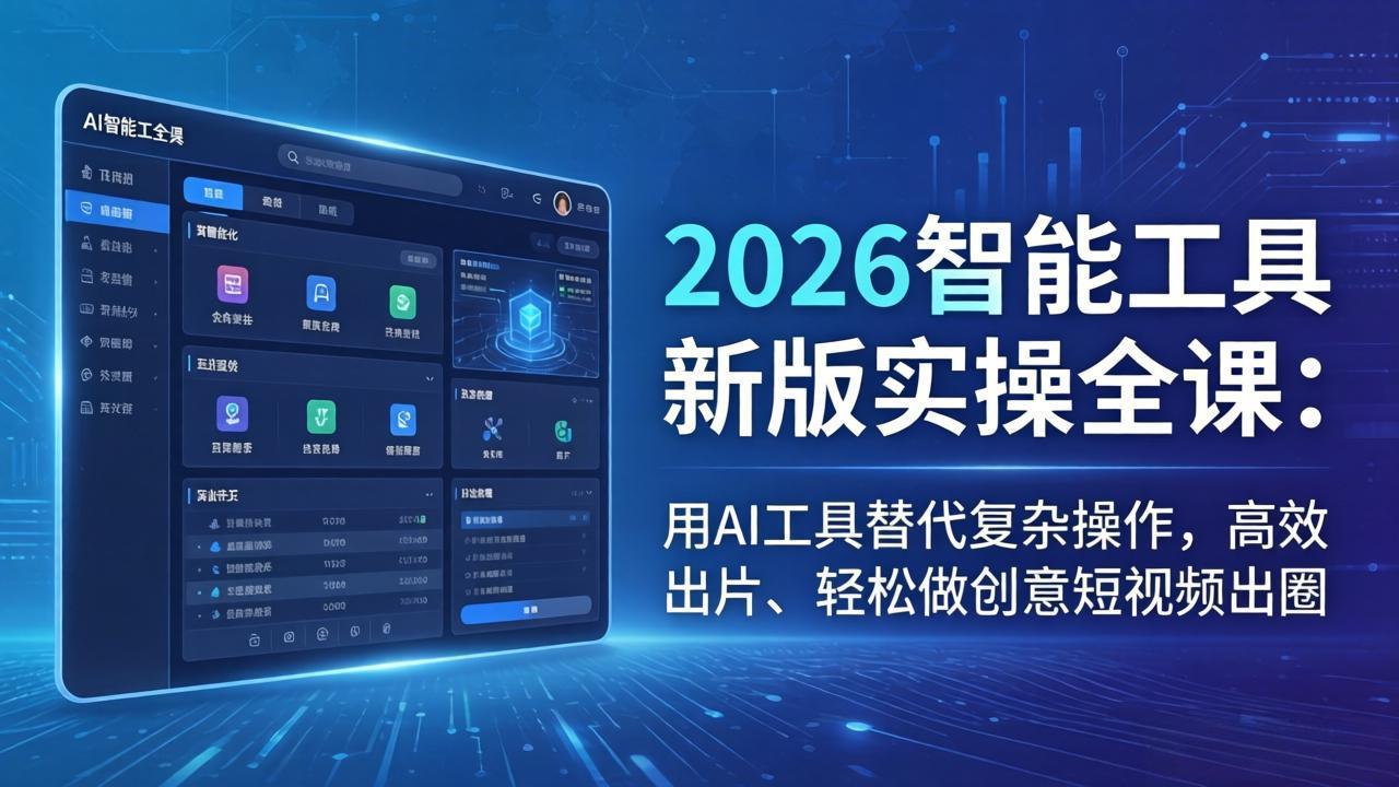 2026智能工具新版实操全课:用AI工具替代复杂操作,高效出片、轻松做创意短视频出圈-天韵资源网