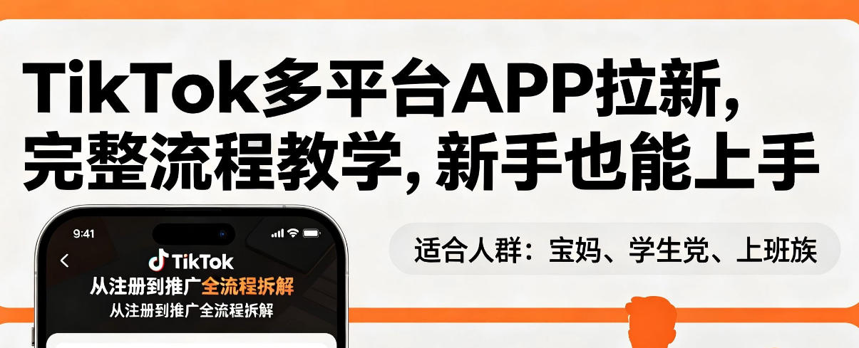 TikTok多平台APP拉新,完整流程教学,新手也能上手,轻松出海搞美金-天韵资源网