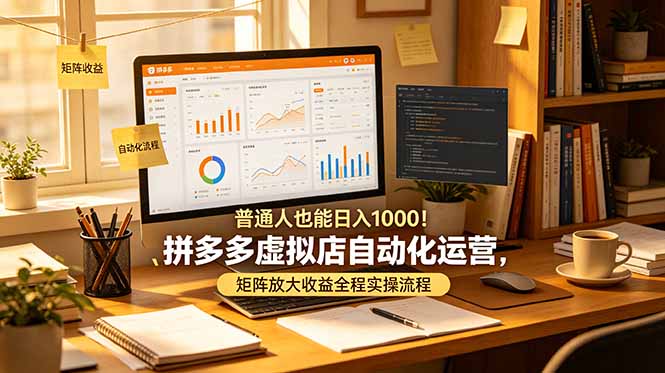 普通人也能日入 1000！拼多多虚拟店自动化运营，矩阵放大收益全程实操流程-天韵资源网