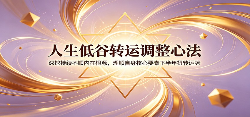 人生低谷转运调整心法：深挖持续不顺内在根源，理顺自身核心要素下半年扭转运势-天韵资源网
