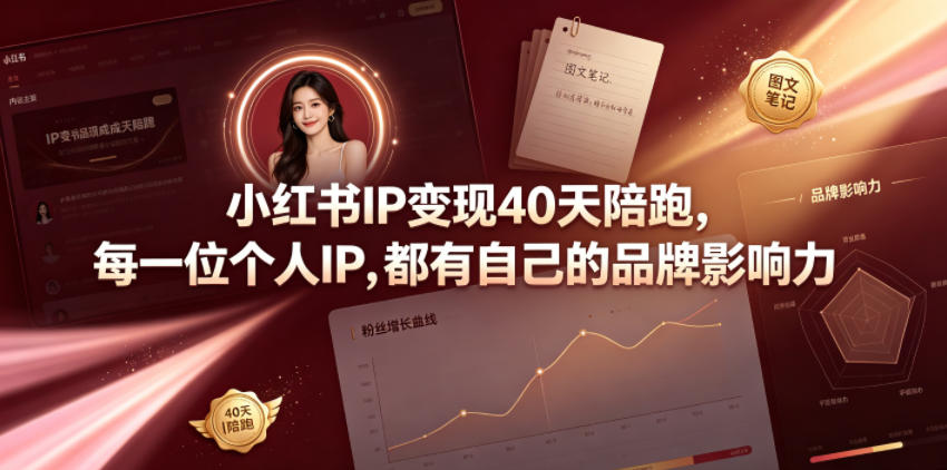 小红书IP变现40天陪跑，每一位个人IP，都有自己的品牌影响力-天韵资源网