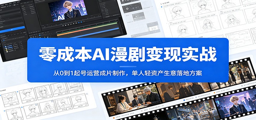 零成本AI漫剧变现实战：从0到1起号运营成片制作，单人轻资产生意落地方案-天韵资源网